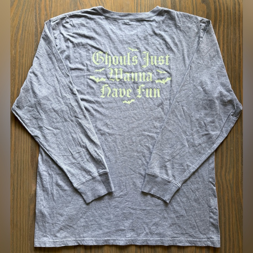 NWT Victoria's Secret PINK Long Sleeve Glow In Dark Wanna Have Fun Campus Tee M